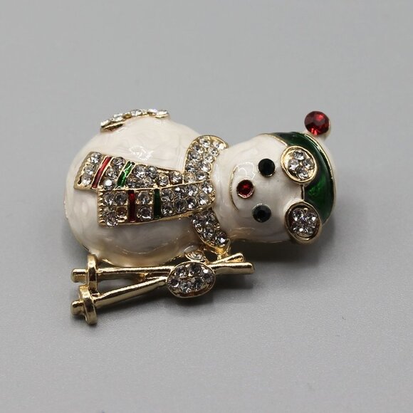 Snowman Holidays Christmas pin brooch jewelry fashion cute adorable red green - Picture 7 of 11